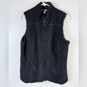J Jill Teddy Sherpa Vest Black Medium NWOT Fall Casual‎